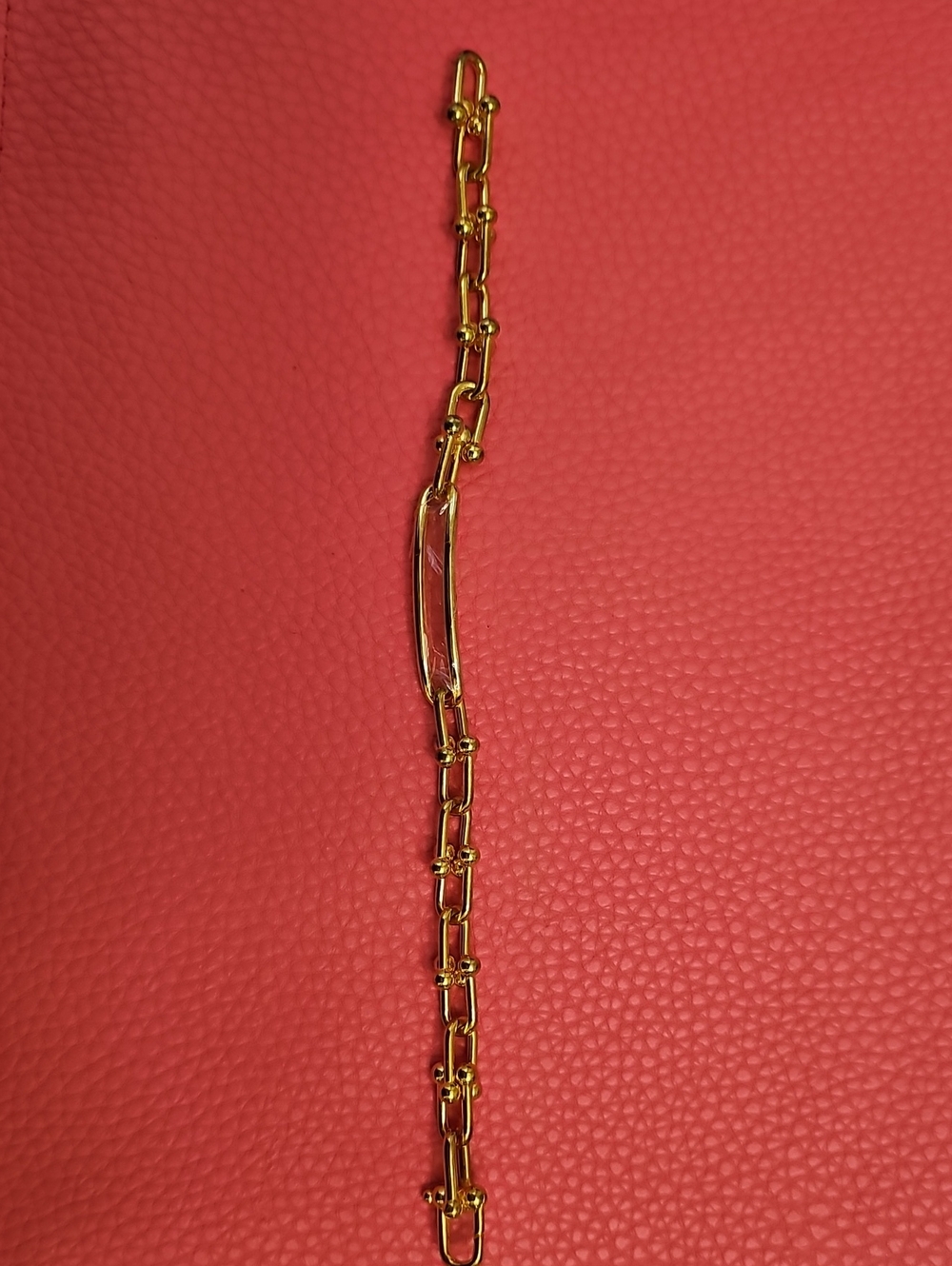 Gold-Tone Link Bracelet with Curved Bar - Women Jewelry